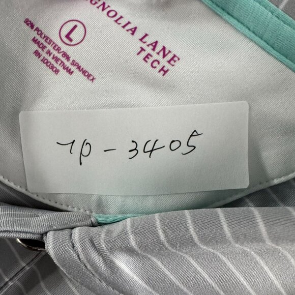 Magnolia Lane Tech‎ Masters Polo Shirt Womens Large Gray Striped NWT TP-3405 - Picture 2 of 11